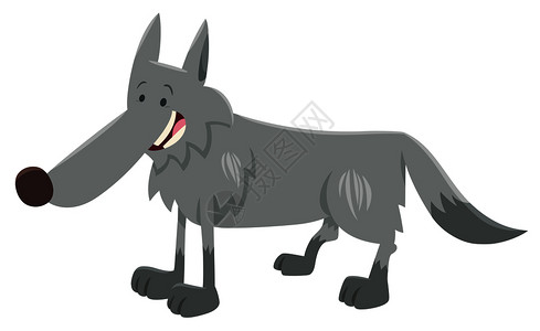 卡通可爱的灰狼背景图片