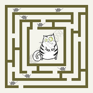迷宫矢量猫和老鼠的迷宫有趣卡通矢量说明猫和老鼠的迷宫背景