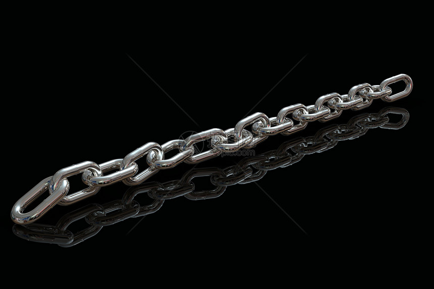 银金属链3d渲染在黑色背景银金属链3d渲染图片