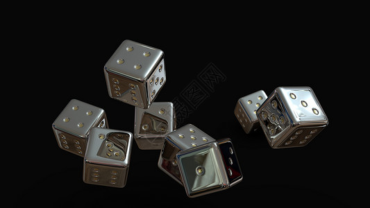 透明骰子素材3d银游戏骰子背景