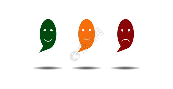 一组由三种奥瓦尔彩色表情组成的插画