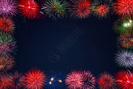庆祝烟花贺卡复制空间独立日4月的节新年美丽的庆典烟花文字场所图片