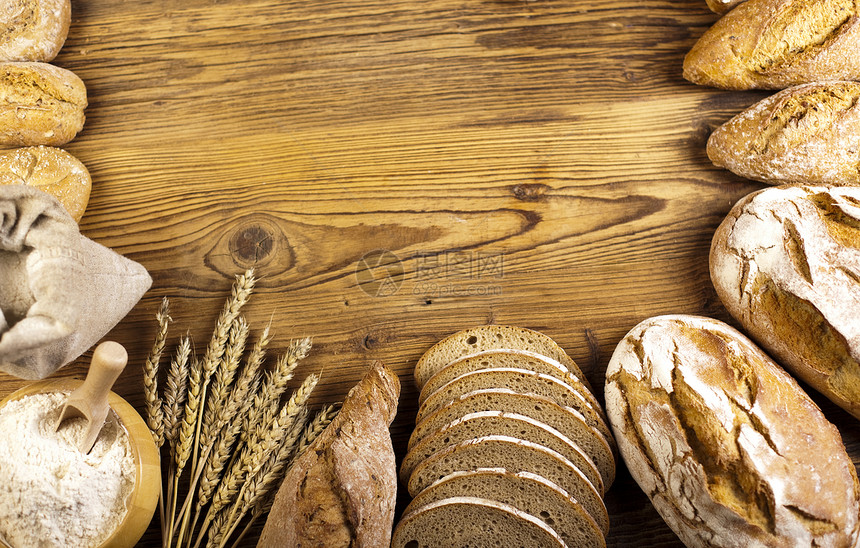 不同种类的面包天然多彩的音调图片