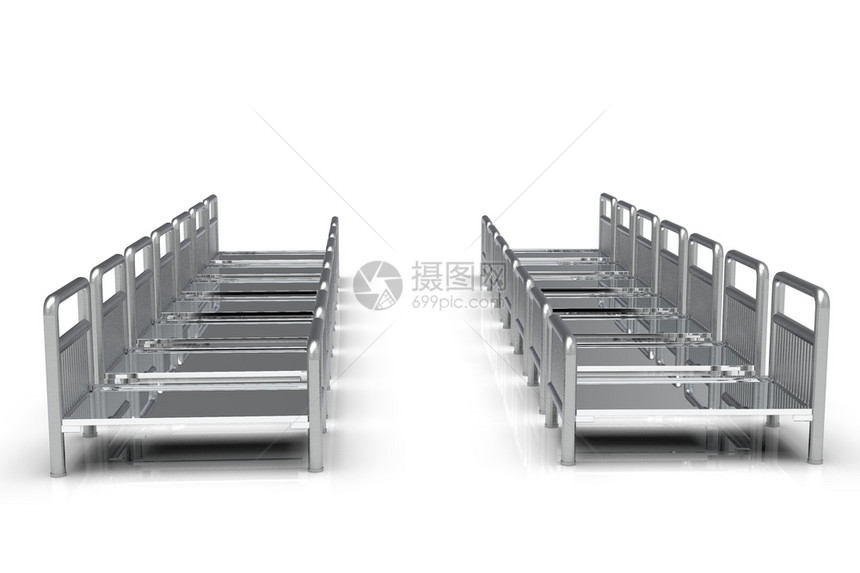 空医院床3D使白背景被隔离空医院床覆盖图片