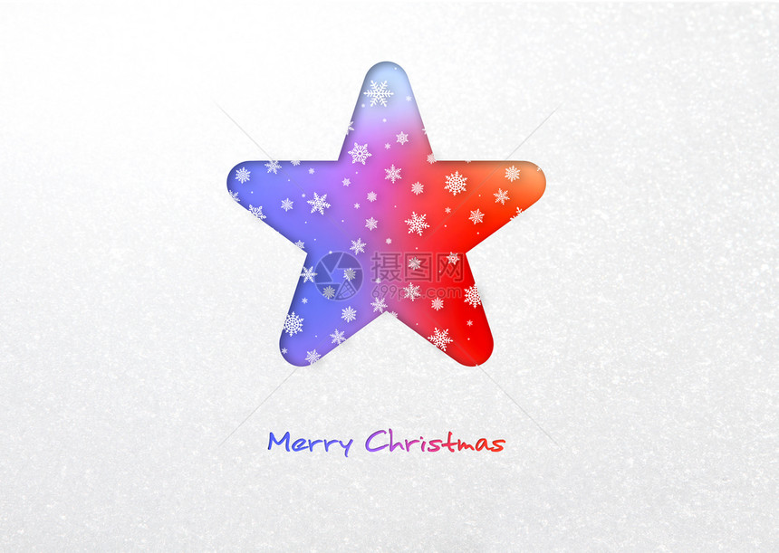 雪地背景上的彩虹星卡圣诞快乐星卡图片