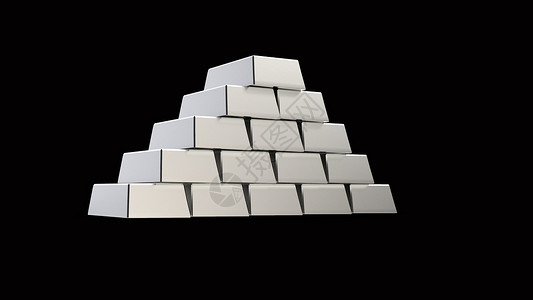 银条金字塔3D以黑背景隔离银条金字塔图片