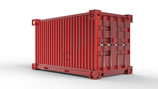 白色集装箱3d在白色背景上隔离的集装箱货运背景