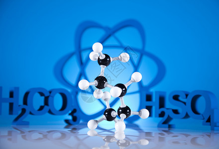 生物化学和原子明亮的现代化学概念图片