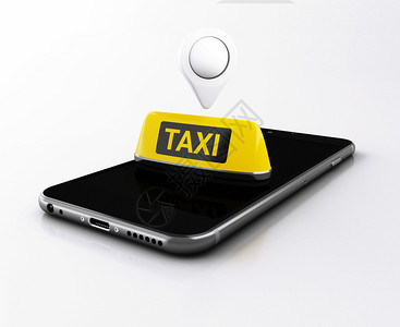 3d说明智能手机申请在线出租车服务应用程序交通概念图片