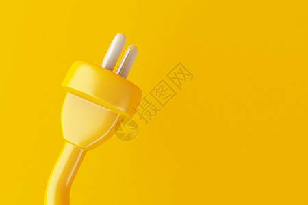 3个插图黄色背景的电源插座最小的概念图片