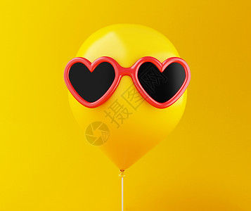 3d示例夏季颜色黄气球墨镜最微小的风格图片