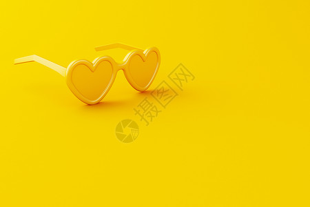 3d插图黄色背景的太阳镜夏季概念图片
