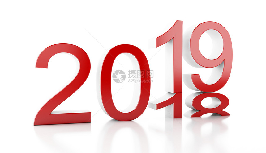 新的2019年孤立在白色背景上图片