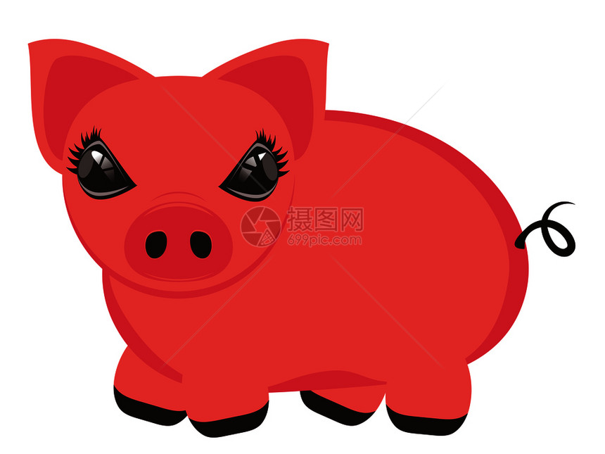可爱的卡通小猪stylized字符设计插图图片