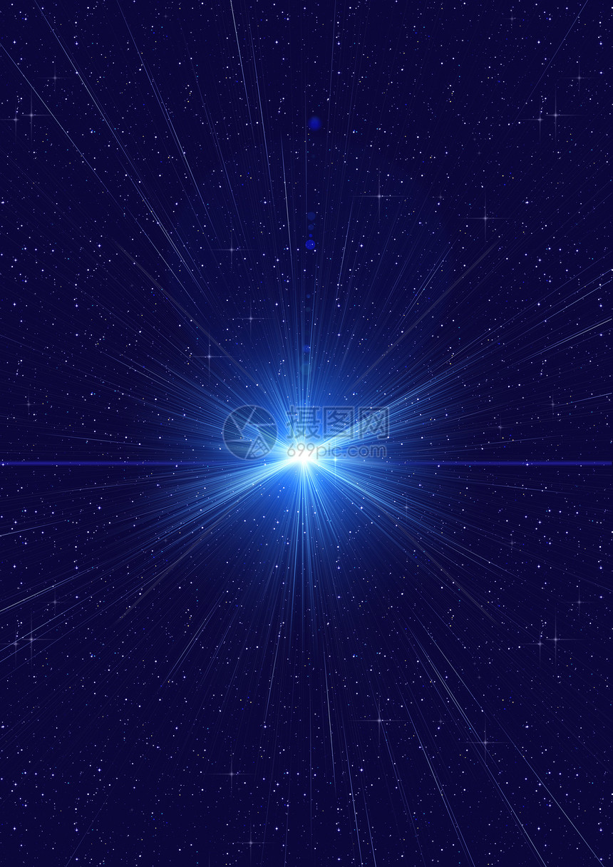 具有运动轨迹的恒星蓝色外层空间背景图片