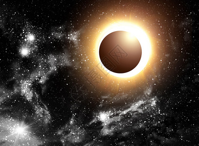 日食的抽象背景3d发射的照明弹背景图片