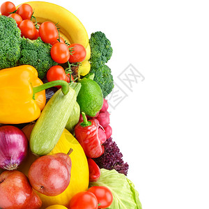 白背景的水果和蔬菜健康的食物免费文字空间图片