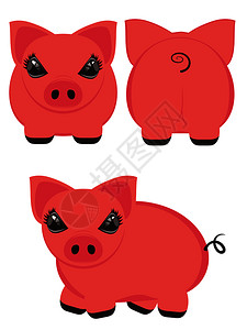 可爱的卡通小猪stylized字符设计插图图片