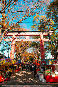 2012年12月10日日本埼玉小宫美哉美丽的红色都灵和东京市场在hikawajinja神社举行的大东海节背景