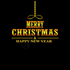 金色圣诞节快乐英文字母黑色矢量背景图片