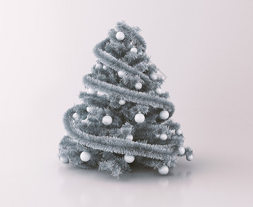 3d示例灰色背景的圣诞树快乐节概念图片