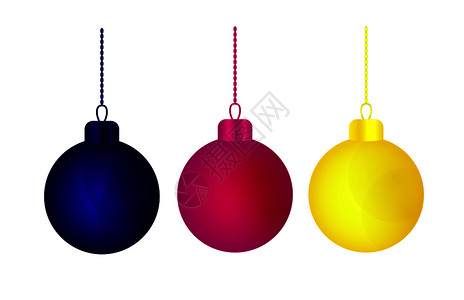 3个彩色的圣诞节球用于日装饰图片