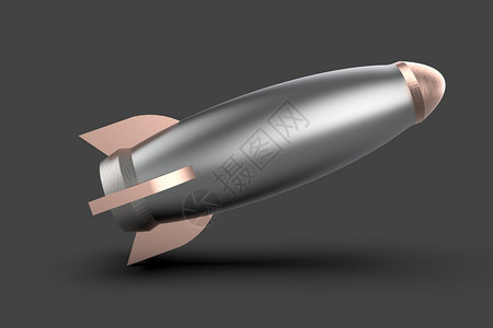 火箭飞船的三维渲染隔离在灰色上火箭飞船三维渲染背景图片