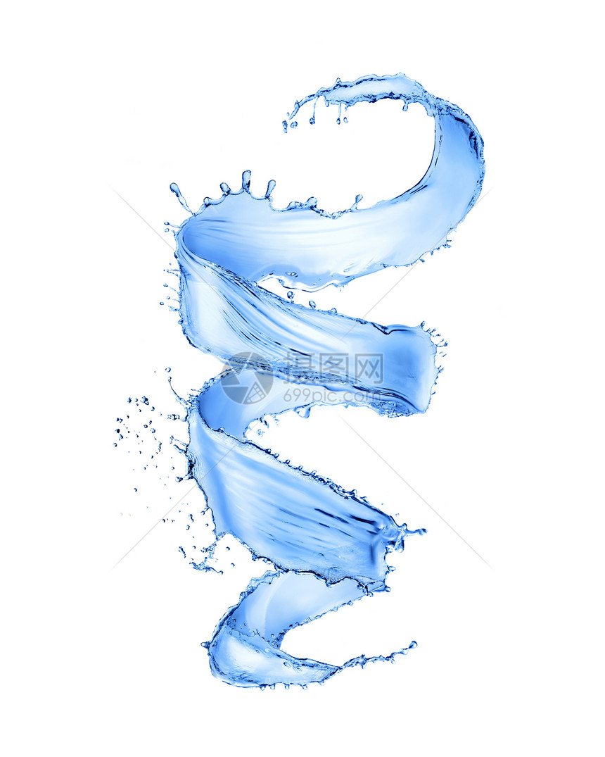 白色背景上隔开的螺旋状水滴白色背景上隔开的蓝色水滴白背景上隔开的蓝色水滴图片