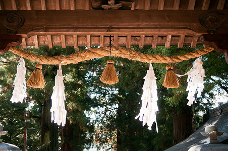 亚麻山川口的入处神圣绳子日本的川口寺子日本的入处图片