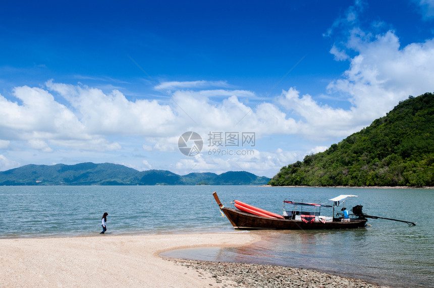 与当地渔民和船KrabiThlnd图片