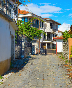 古老的奥赫里德镇街道著名的马塞多尼亚旅游景点背景图片