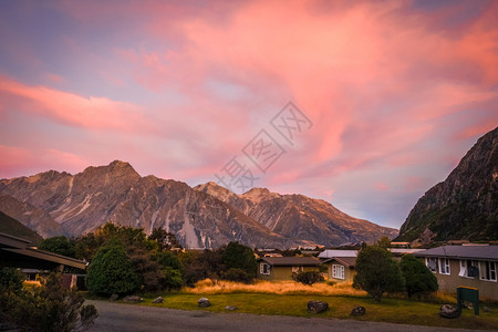 日落时的库克山谷景观新西兰日落时的库克山谷新西兰图片