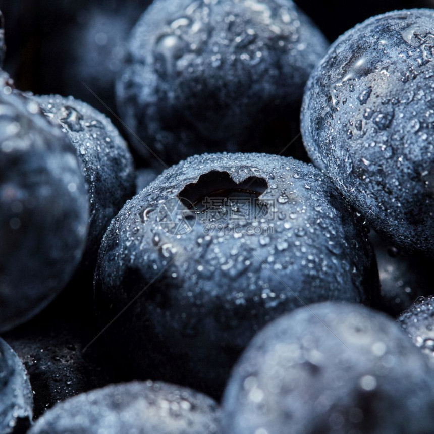 天然有机新鲜水果蓝莓背景成熟新鲜蓝莓健康饮食品概念烹饪水果派的新鲜甜莓软焦点小滴果子的关闭图片