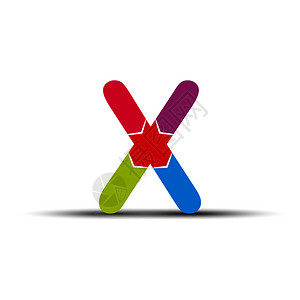 字母x从四个彩色箭头中抽取图片