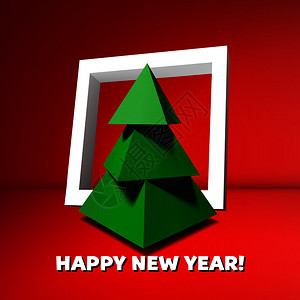 圣诞树由三维低圆形金字塔和框架制成图片