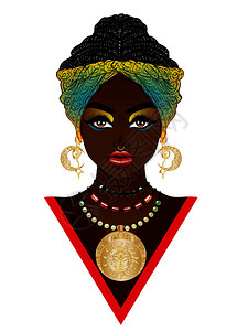 民族珠宝年轻的非洲妇女插画