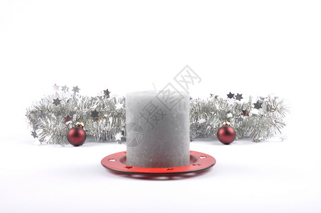 圣诞节装饰和白蜡烛背景图片