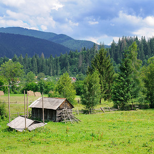 山坡和树的斜乡村景观色美喀尔巴阡乌黑欧洲生态保护的概念探索世界和美观图片