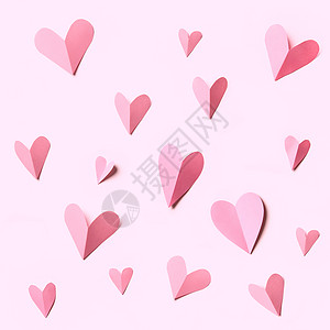白背景上孤立的粉红色纸做心胸挂牌装饰的纹理valenti日背景图片