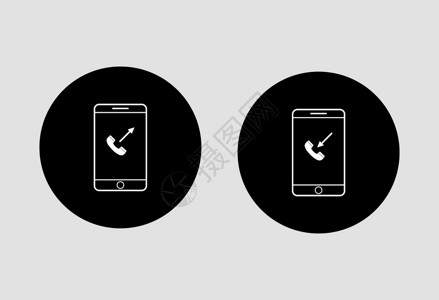 手持黑色手机在黑圆上智能手机的轮廓与听筒射入和的箭插画