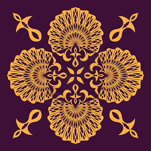 金色牛津郁金香带有抽象花朵的矢量无缝纺织模式插画