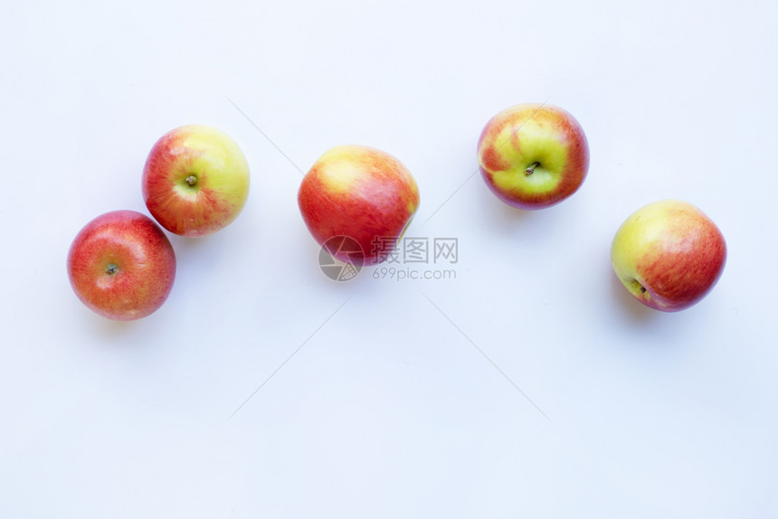 白色背景上孤立的苹果顶部视图图片
