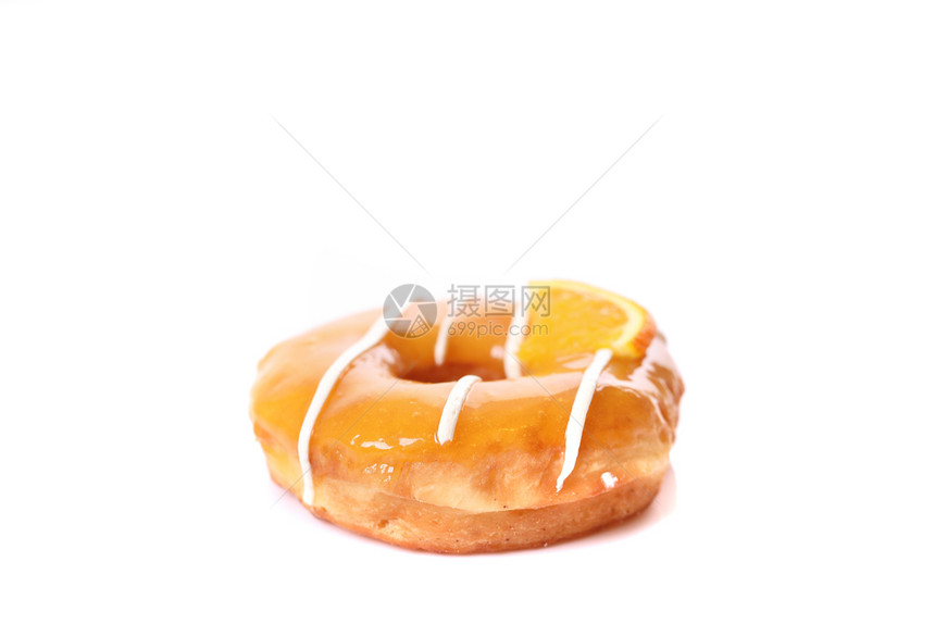 白背景上孤立的橙色甜圈图片