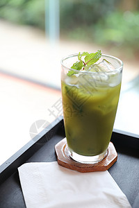 冰的日本绿色茶饮背景图片