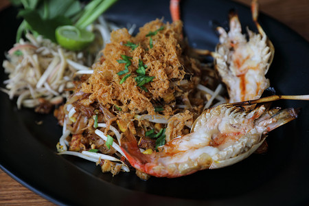 虾垫面泰国食品背景图片