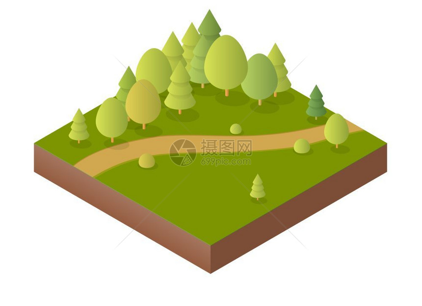 用于游戏设计的等量图示自然森林景观图片