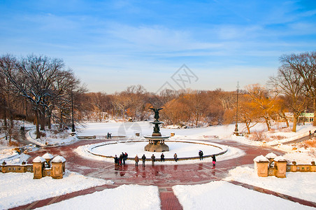 纽约中央公园的bethsda喷泉高清图片