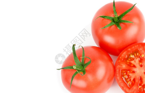 白色背景的新鲜开胃西红柿有机健康食品免费文字空间背景图片