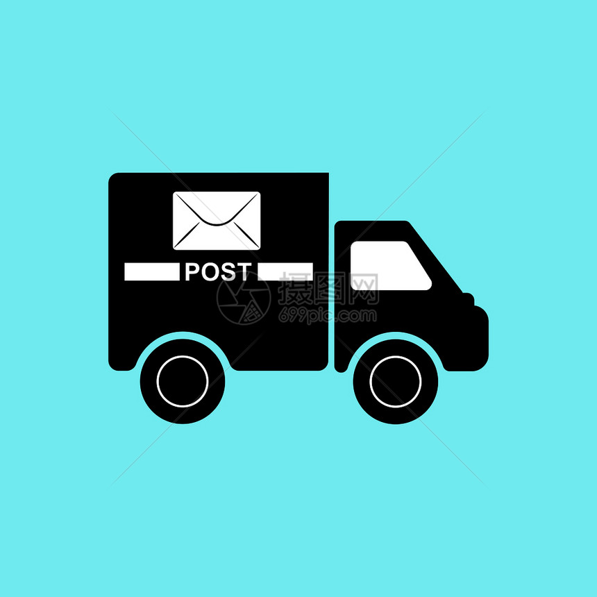 一辆装有登记邮件的重型卡车黑色图图片