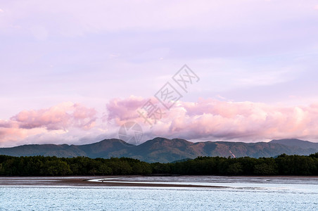热带锡亚兰山和红树林高清图片